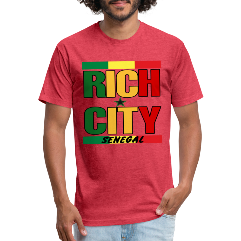 "RichCity_Global" "XXL_Senegal" Fitted Cotton/Poly T-Shirt by Bestia_Graphics - heather red