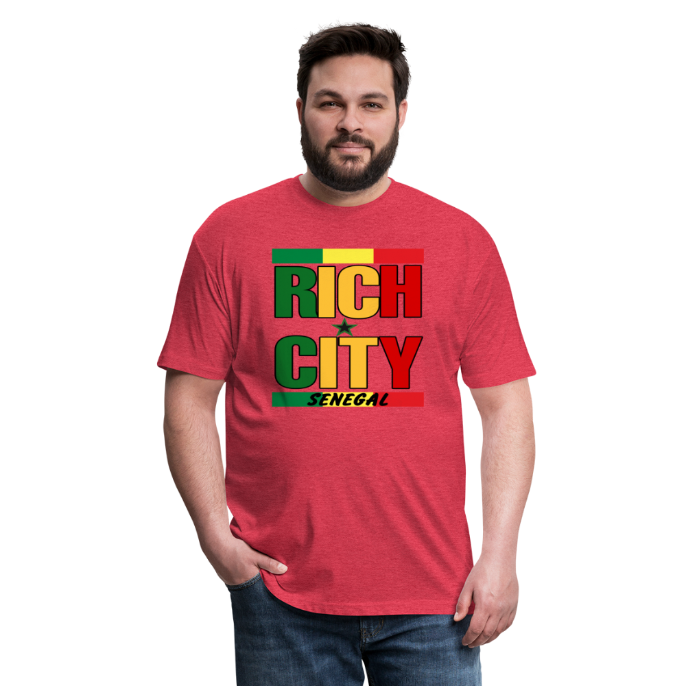 "RichCity_Global" "XXL_Senegal" Fitted Cotton/Poly T-Shirt by Bestia_Graphics - heather red
