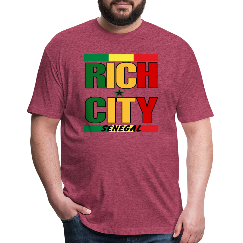 "RichCity_Global" "XXL_Senegal" Fitted Cotton/Poly T-Shirt by Bestia_Graphics - heather burgundy