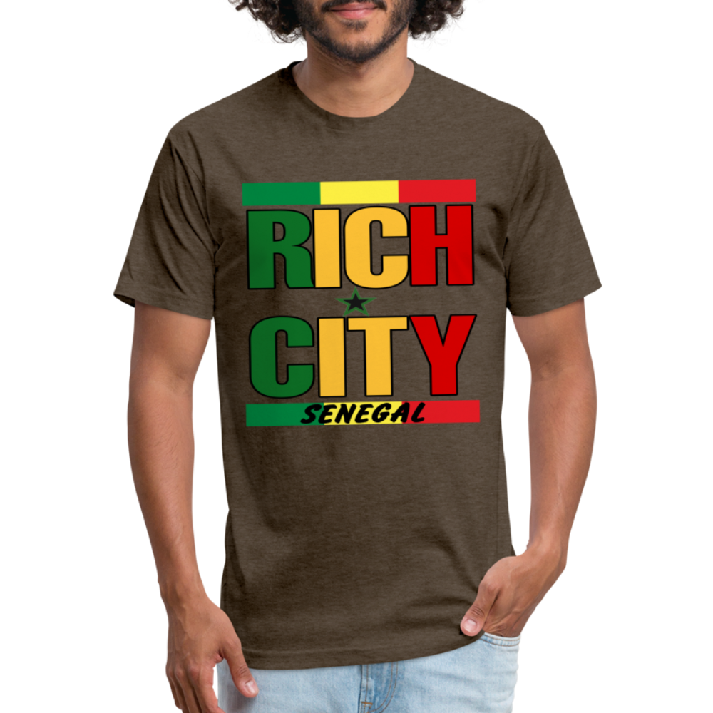 "RichCity_Global" "XXL_Senegal" Fitted Cotton/Poly T-Shirt by Bestia_Graphics - heather espresso