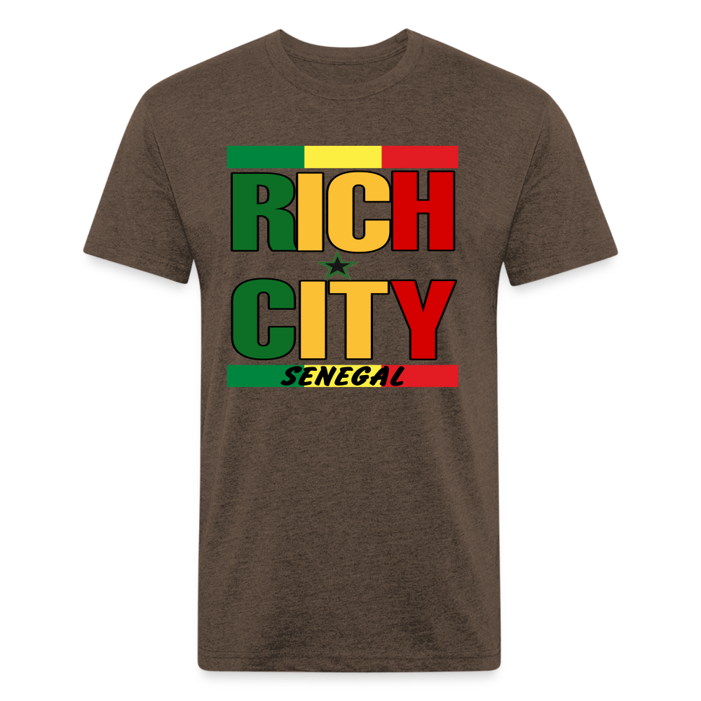 "RichCity_Global" "XXL_Senegal" Fitted Cotton/Poly T-Shirt by Bestia_Graphics - heather espresso