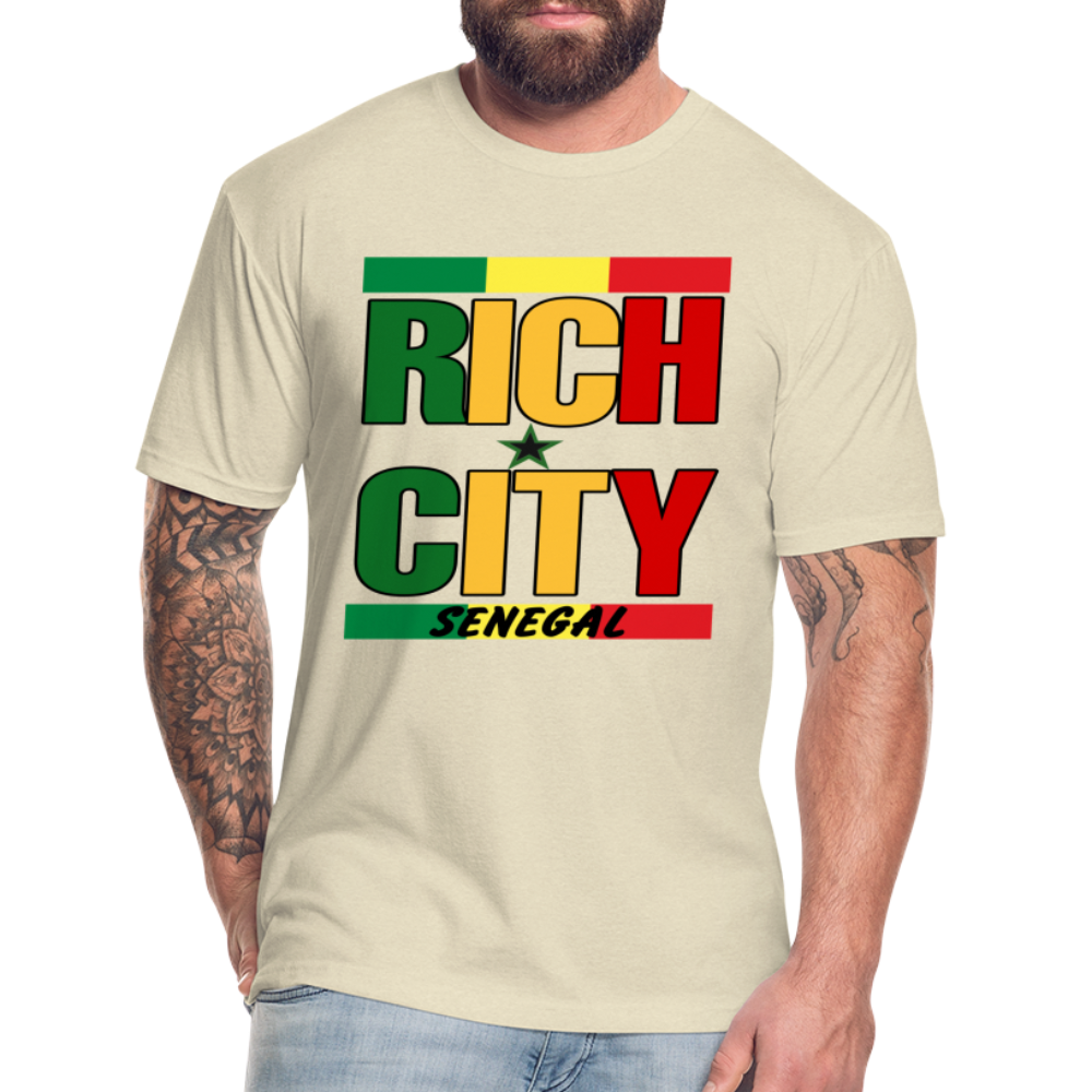 "RichCity_Global" "XXL_Senegal" Fitted Cotton/Poly T-Shirt by Bestia_Graphics - heather cream