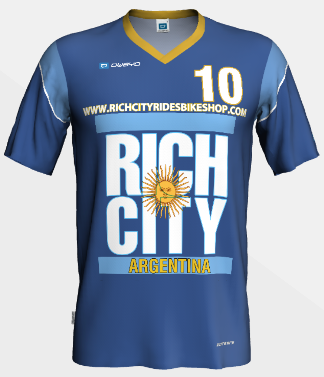 RichCity Rides Bike/Skate Cooperative x Owayo Sports - Agentina_Soccer_Jersey - Sustainable Clothing Collection