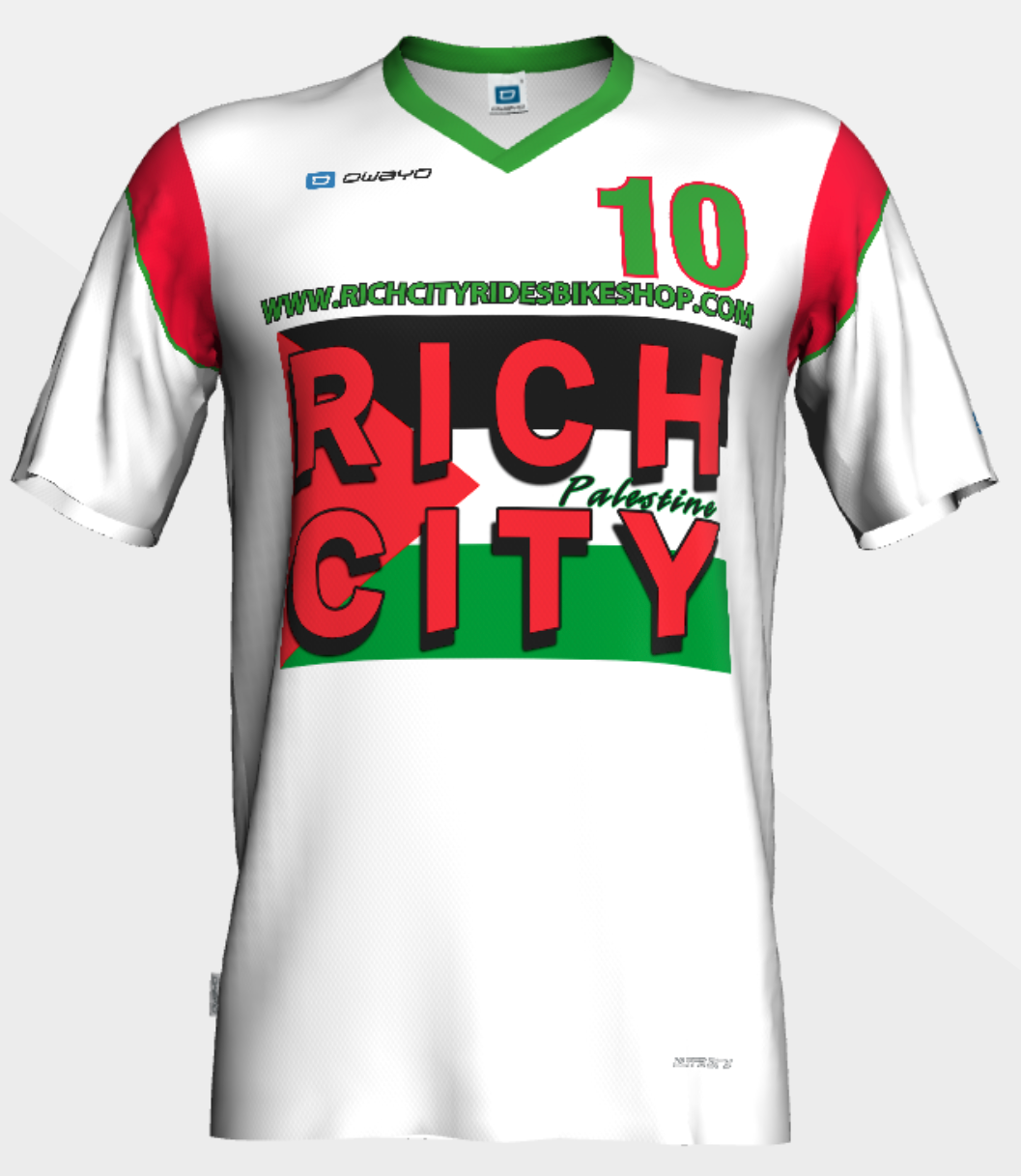 RichCity Rides Bike/Skate Cooperative x Owayo Sports -Palenstine_Soccer_Jersey - Sustainable Clothing Collection